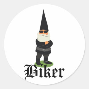 Pegatina Redonda Gnome Biker
