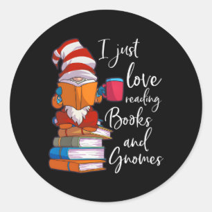 Pegatina Redonda Gnome Book Reading Club Gnome