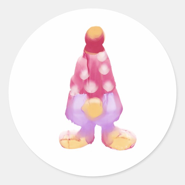 Pegatina Redonda Gnome de acuarela (Anverso)