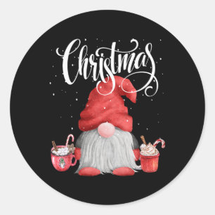 Pegatina Redonda Gnome De La Copa De Navidades De Chocolate
