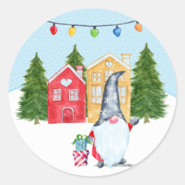 Pegatina Redonda Gnome de los Navidades pequeños