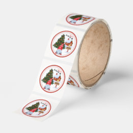 Pegatina Redonda Gnome de Navidad del Polo Norte