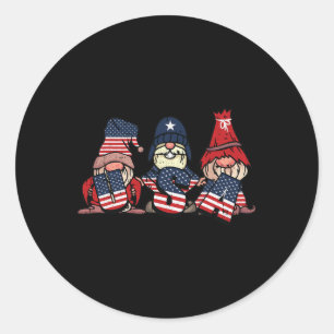 Pegatina Redonda Gnome Estados Unidos 4 De Julio Independencia De B