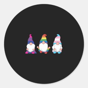 Pegatina Redonda Gnome LGBTQ Bisexual aliado transsexual