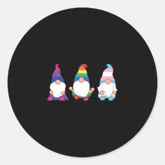 Pegatina Redonda Gnome LGBTQ Bisexual aliado transsexual