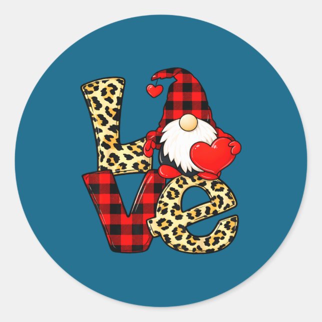Pegatina Redonda Gnome Love Valentine Gnomes Valentines Day Men Wom (Anverso)