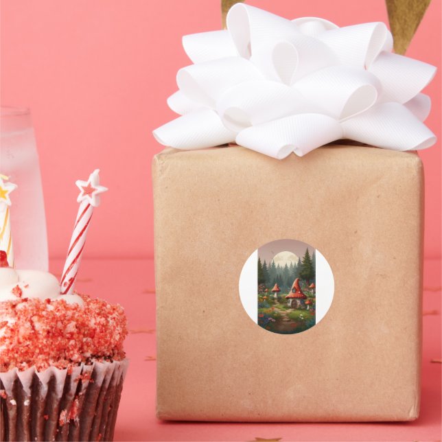 Pegatina Redonda Gnome & Mushroom Magic (Fiesta)