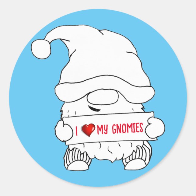 Pegatina Redonda Gnome Navidad (Anverso)