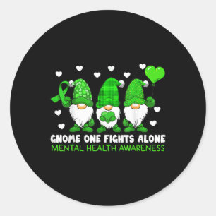 Pegatina Redonda Gnome One lucha sola contra la conciencia sobre la