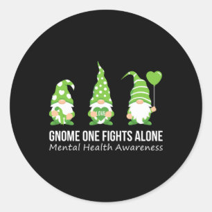 Pegatina Redonda Gnome One lucha sola contra la conciencia sobre la