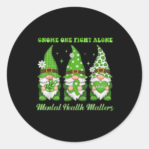 Pegatina Redonda Gnome One lucha sola contra la conciencia sobre la