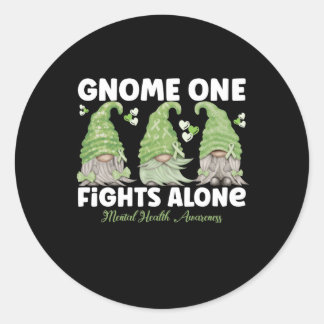 Pegatina Redonda Gnome One lucha sola contra la salud mental