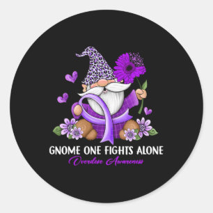 Pegatina Redonda Gnome One lucha sola contra la sobredosis