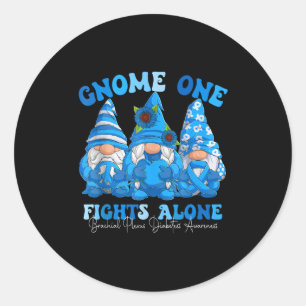 Pegatina Redonda Gnome One Lucha Sola, Usamos Azul Para La Diabetes