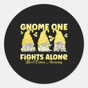 Pegatina Redonda Gnome One lucha solo con conciencia del cáncer de