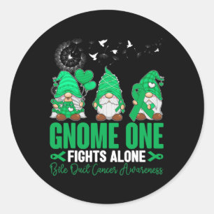 Pegatina Redonda Gnome One lucha solo contra el cáncer de cuello ut