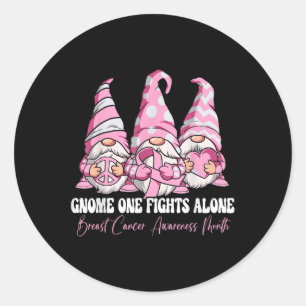Pegatina Redonda Gnome One lucha solo contra el cáncer de mama