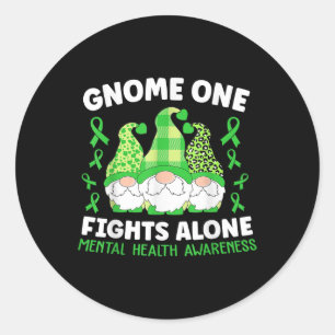 Pegatina Redonda Gnome One lucha solo contra la conciencia de la sa