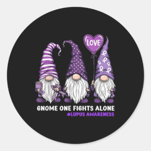 Pegatina Redonda Gnome One lucha solo contra la conciencia del lupu