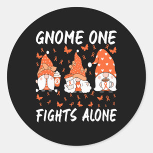 Pegatina Redonda Gnome One lucha solo contra la leucemia
