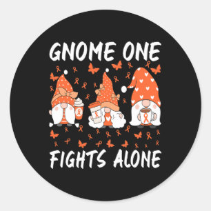Pegatina Redonda Gnome One lucha solo contra la leucemia
