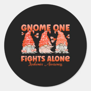 Pegatina Redonda Gnome One lucha solo contra la leucemia Naranja Co