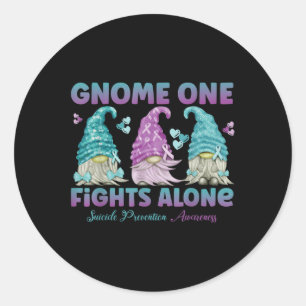 Pegatina Redonda Gnome One lucha solo contra la prevención del suic