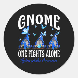 Pegatina Redonda Gnome One lucha solo contra la toma de conciencia
