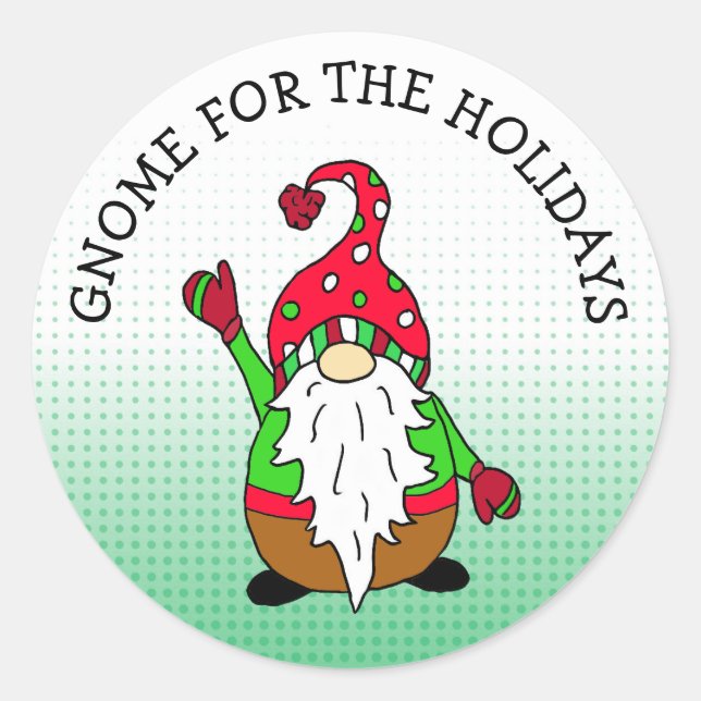 Pegatina Redonda Gnome para los Navidades de vacaciones (Anverso)