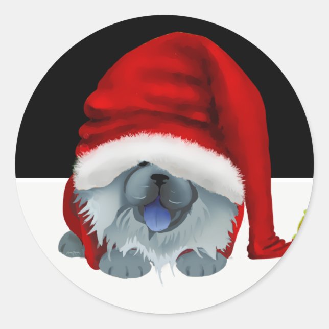 Pegatina Redonda GNOME para los pegatinas de Chowlidays-blue chow (Anverso)