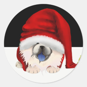Pegatina Redonda GNOME para los pegatinas de Chowlidays-crema chow
