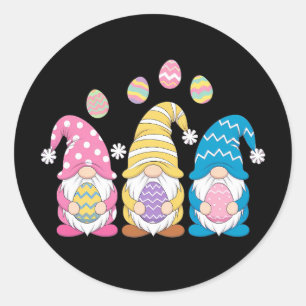 Pegatina Redonda Gnome Pascua Huevos Coloridos Lindos Fiesta de Pri