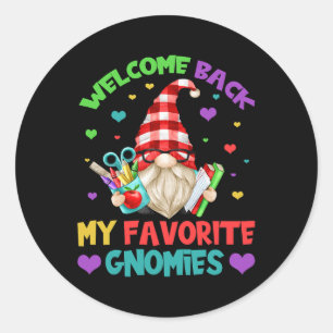 Pegatina Redonda Gnome Tee, Profesor Divertido - Trato Agradable De