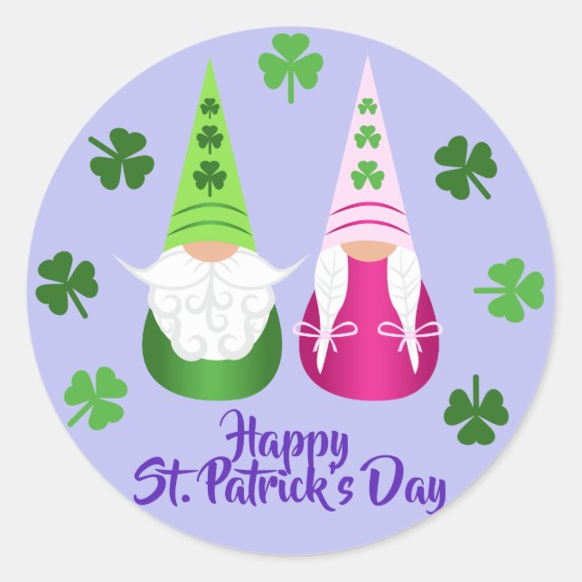 Pegatina Redonda Gnome Toss St. Patrick's Day (Anverso)