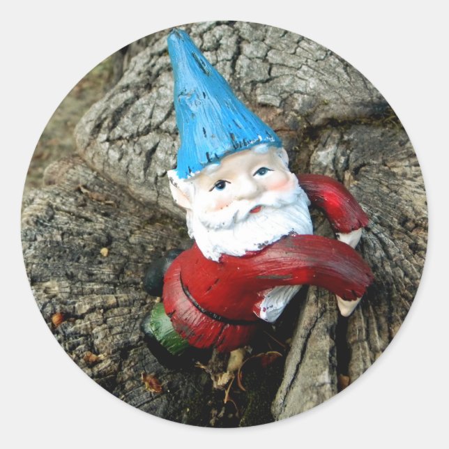 Pegatina Redonda Gnome tropezado (Anverso)