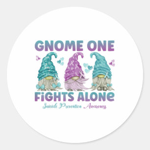 Pegatina Redonda Gnome Uno Lucha Solo Conciencia de Prevención del