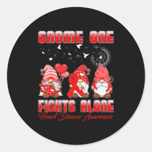 Pegatina Redonda Gnome uno lucha solo Enfermedad cardíaca del amant