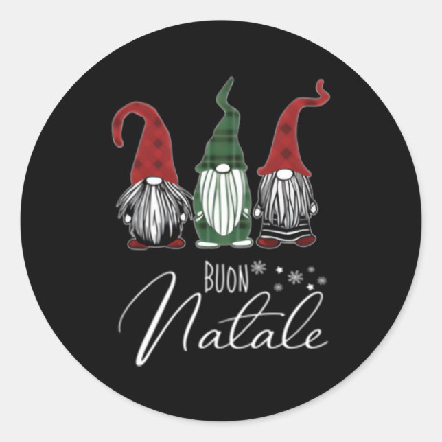 Pegatina Redonda Gnomes Buon Natale Merry italiano (Anverso)