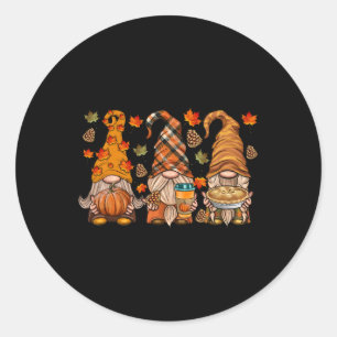 Pegatina Redonda Gnomes Calabaza Spice Coffee Latte Cae En Otoño Qu