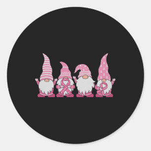 Pegatina Redonda Gnomes Cáncer de Mama Conciencia Paz Lover Regalo