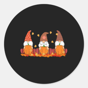 Pegatina Redonda Gnomes de Acción de Gracias Calabaza Cute Gnome de