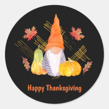 Gnomes De Acuarela, Calabazas Y Hojas