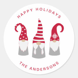 Pegatina Redonda Gnomes de Navidades de Cute