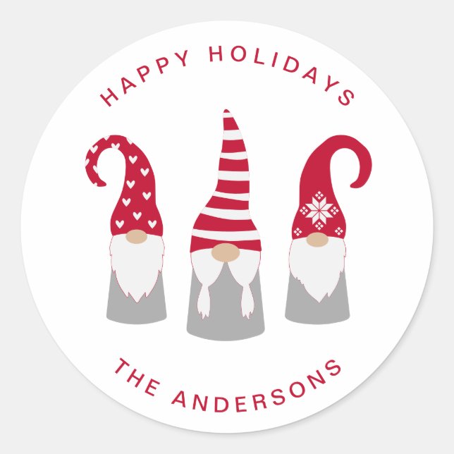 Pegatina Redonda Gnomes de Navidades de Cute (Anverso)