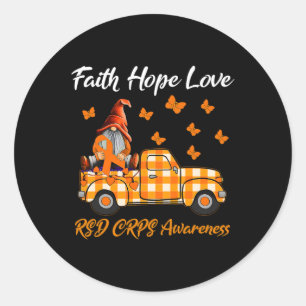 Pegatina Redonda Gnomes Faith Hope Love RSD CRPS Conciencia