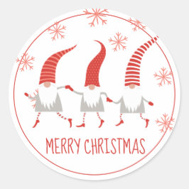 Pegatina Redonda Gnomes Feliz Navidad