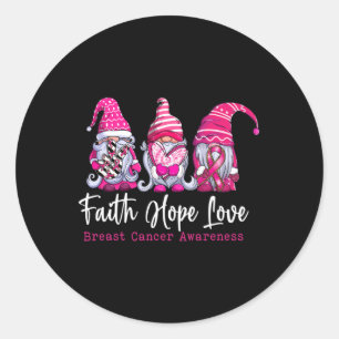 Pegatina Redonda Gnomes Guerrero Rosa Fe Esperanza Amor El Cáncer D