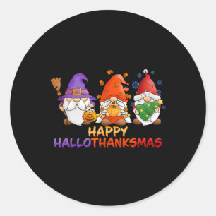 Pegatina Redonda Gnomes Halloween Navidades del Día de Acción de Gr