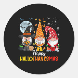 Pegatina Redonda Gnomes Lover Halloween Feliz Navidad Hallo