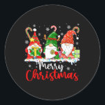 Pegatina Redonda Gnomes Merry Christmas Light Gnome<br><div class="desc">Gnomes Merry Christmas Light Gnome</div>